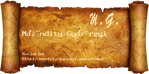 Mándity Györgyi névjegykártya